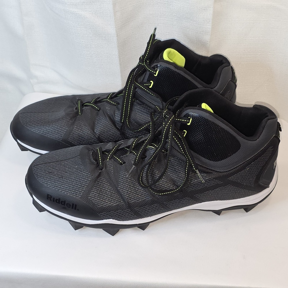 Riddell Men's Generator Mid Top Cleats Black‎ White Size 13